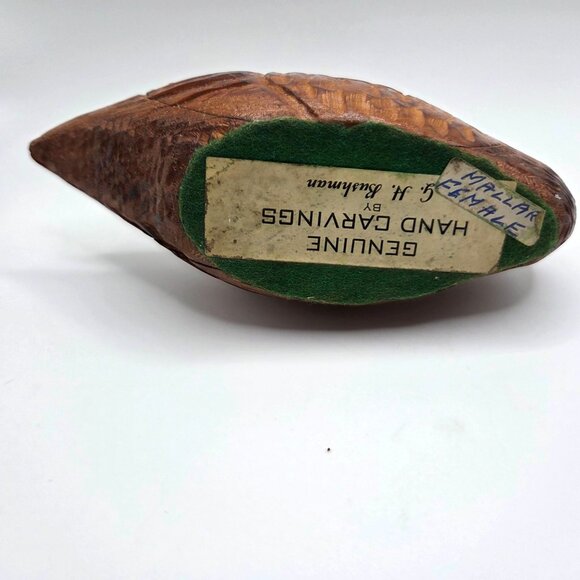 Vintage Hand Carved Wood Duck Decoy Female Mallard by GH Bushman Realistic - Picture 9 of 9